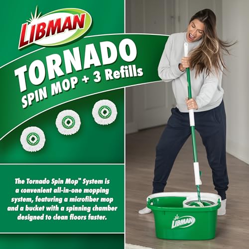 Spin Mop System with Bucket & 3 Refill Heads - All-in-One Microfiber Mop Set - Spin Mop Plus