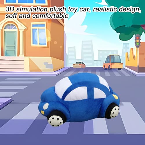 Car Plush Stuffed Pillow Plushie Car Shaped Toy Blue Stuff Gifts for Kids 13.7"