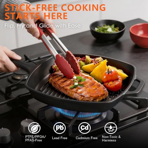 6-Piece Cast Iron Cookware Set with Dutch Oven, Skillets & Griddle - Pre-Seasoned, PFAS-Free