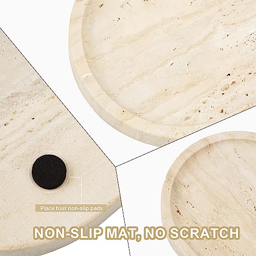 Koville Light Beige Italian Travertine Vanity Tray 12x6in Decorative Marble Catchall