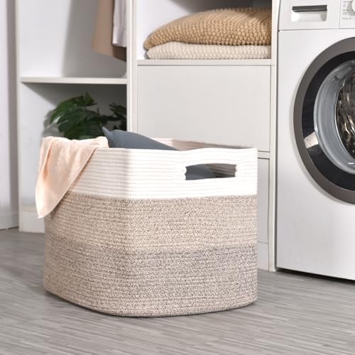 Extra Large Blanket Basket - Gradient Brown 25x16x16 Storage Bin for Living Room