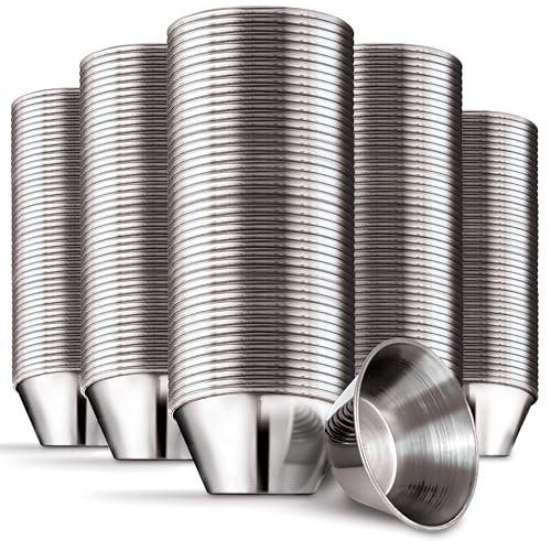 Stock Your Home 120 Pack 1.5 oz Stainless Steel Condiment Cups - Reusable Dipping Saucer Set