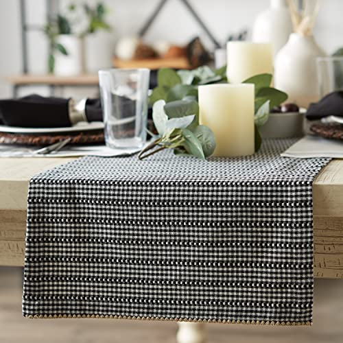 DII Black Gingham Cotton Table Runner 14x108 Inches Farmhouse Decor