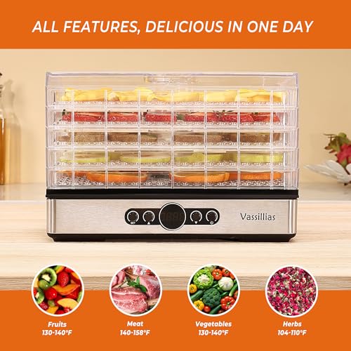 Vassillias Small Food Dehydrator Dryer for Fruits, Vegetables & Jerky