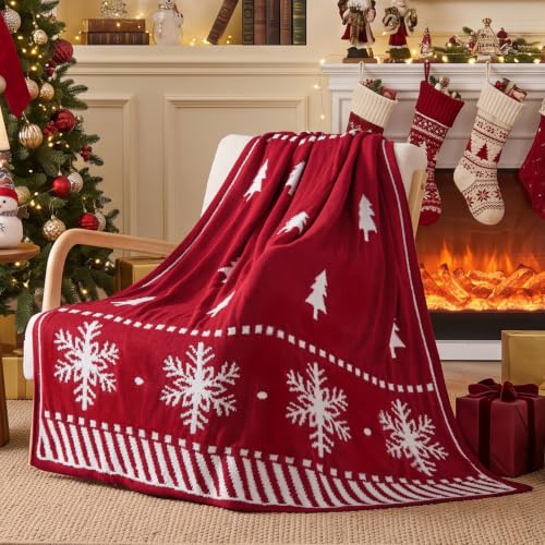 BEDELITE Red Snowflake Christmas Throw Blanket 50x60 - Throw(50"x60")