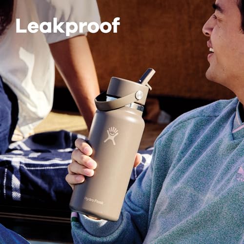 32 Oz Indigo Blue Insulated Water Bottle with Leakproof Straw Cap - Wide Mouth