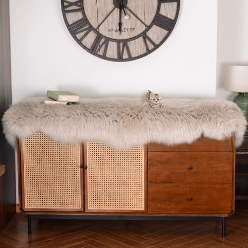 Australian Sheepskin Rug - Creamy Gray Double Pelt 2ft x 6ft Area Rug & Seat Cover