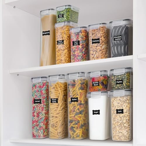 Airtight Food Storage Containers Set - 48 pcs Kitchen Organization with Lids, Labels, Marker & Measuring Spoons - One Size