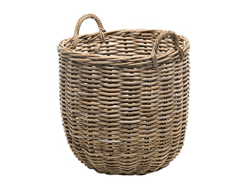 Large Rattan Storage Basket with Handles - Natural Woven Home Organizer