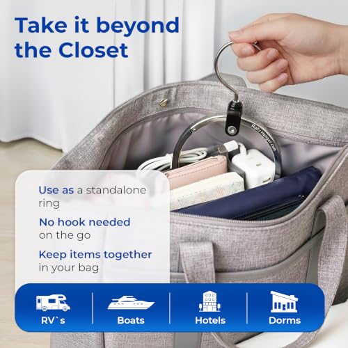3 Pack Rotating Aluminum Ring Hangers for Closet Accessories - Space Saver Organizer
