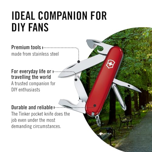 Victorinox Tinker Swiss Army Knife Multipurpose Pocketknife - 12 Functions, Red