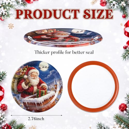 PullCrease 120 Pack Christmas Mason Jar Lids with Holiday Designs - Regular Mouth, Reusable, 70mm