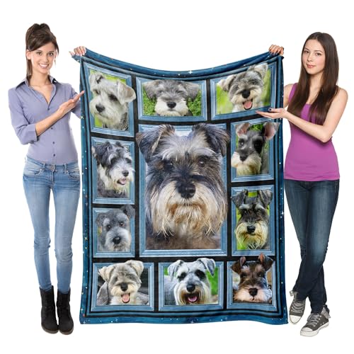 Schnauzer Blanket for Kids Boys Girls, Schnauzer Gifts for Schnauzer Dog Lover, Super Soft Fuzzy Dog Throw Blanket Schnauzers Print Plush Gift for Birthday Christmas 40x50 inch