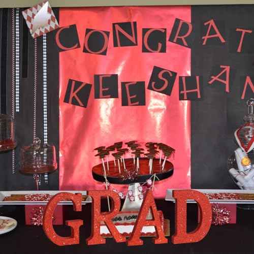 TONIFUL 8 Inch Red Glitter Letter A Table Centerpiece A-Z Red Birthday Party Decorations,Red Alphabet A for Birthday,Chrismas,Graduation,Bridal Shower,Wedding,Anniversary Party Supplies