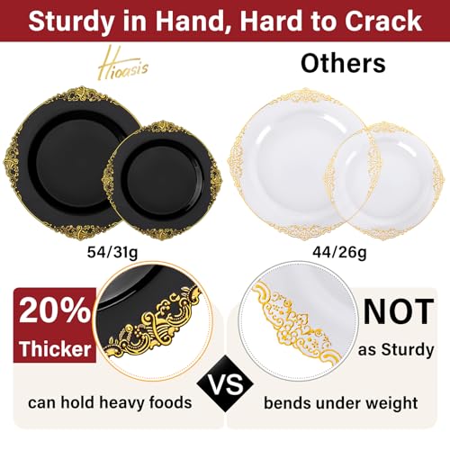 Black and Gold Disposable Plates Set for Graduation - 350 Pcs, 50 Count Variation