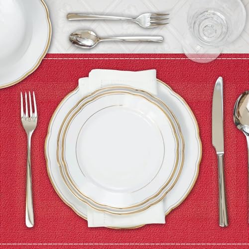 Niviy Red Christmas Placemats 12x18 in Set of 4 – Linen, Washable