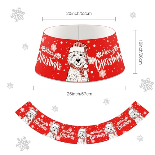 Dog Christmas Tree Collar with LED Ring | Golden Doodle Style Xmas Decor, 26in
