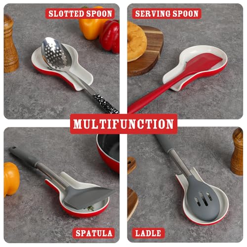 Christmas Tree Spoon Rest for Stove - Ceramic Spoon Holder by HAPPY KIT (Tree Variant)