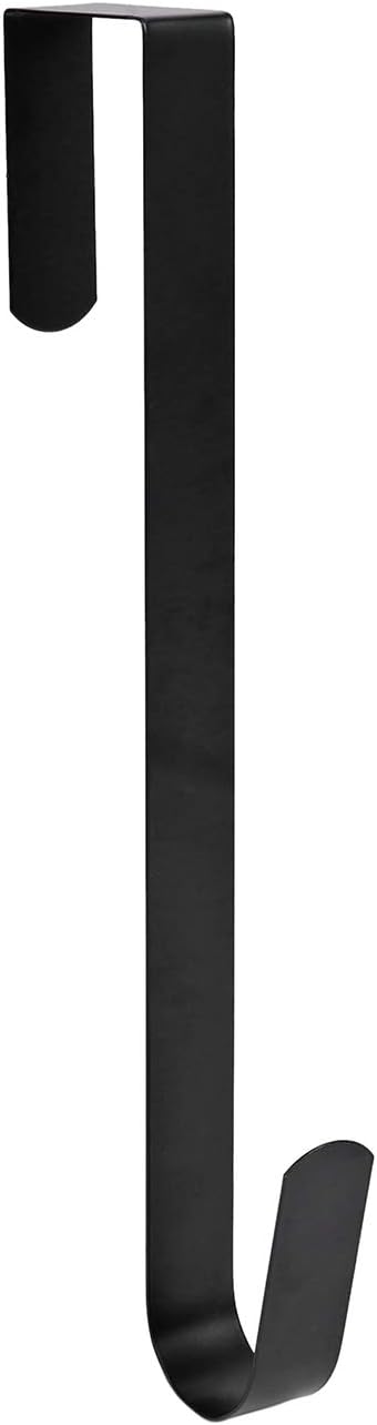 Sattiyrch 12" Wreath Hanger - Durable Steel Over The Door Hook for Front Door (Black, 2-Pack)