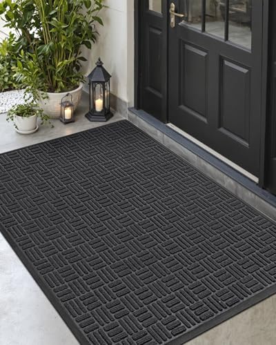 DEXI Maze Black Outdoor Entrance Door Mat 48x72 Rubber Doormat