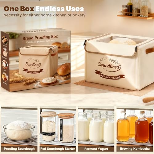 Beige Extra Large Folding Bread Proofing Box with Temperature Control & Metal Rack
