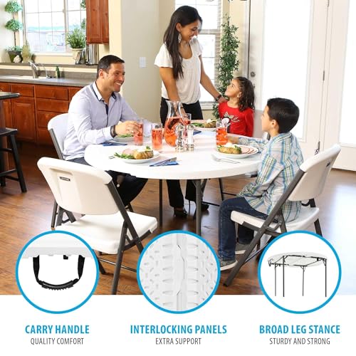 LIFETIME 4-Foot Fold-In-Half Round Commercial Table, White Granite