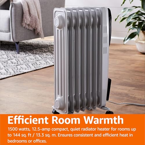 Amazon Basics Portable Oil Radiator Heater, Indoor Use, 3 Heat