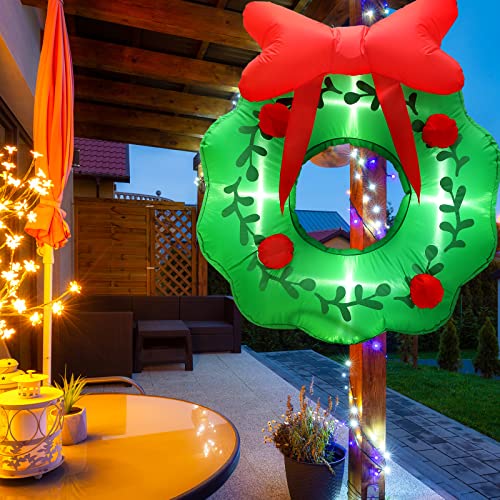 3 ft LED Inflatable Christmas Wreath - Outdoor Yard Decor with Quick Inflation