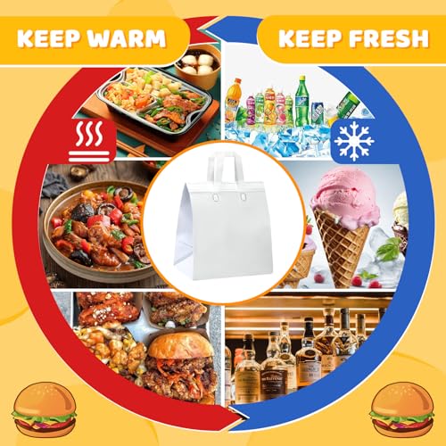 Hushee White Insulated Takeout Bags Bulk Pack 200 - Food Delivery & Catering
