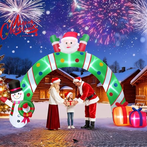 Whubefy 10.3Ft Christmas Inflatable Archway with Santa, Snowman & Gifts - Santa Archway (10.3FT-Santa Archway)