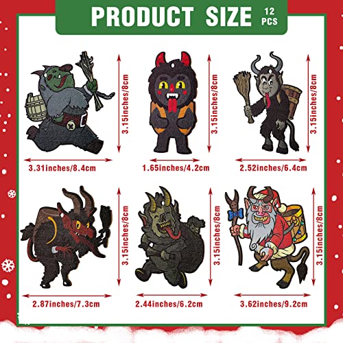 Vicenpal 12 Pack Krampus Christmas Ornaments - 6 Funny Wooden Styles, Holiday Decor (Variation: 12 / Funny Style)