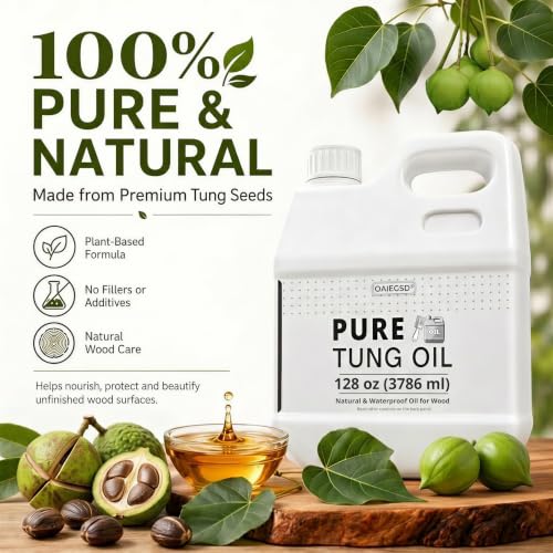 256oz Food Grade Pure Tung Oil for Wood Waterproofing & Protection with Brush - Variation of THIS listing
