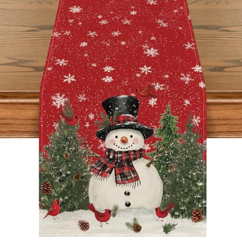 Artoid Mode Snowman Christmas Table Runner 13x108 Inch - Holiday Home Decor