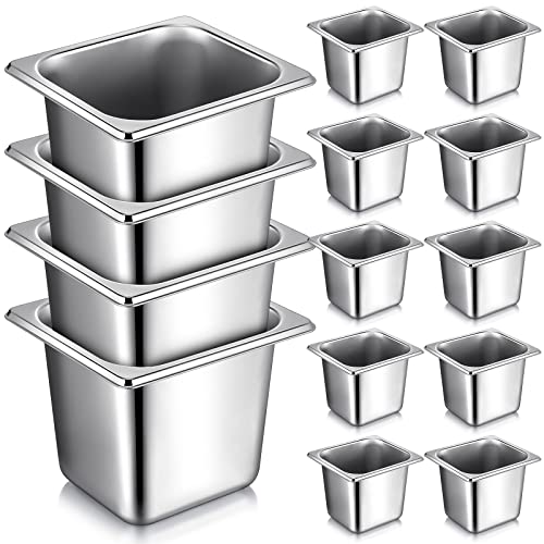 Rtteri 22-Piece 1/6 Size Deep Stainless Steel Hotel Steam Table Pan Set with Tongs & Spoons