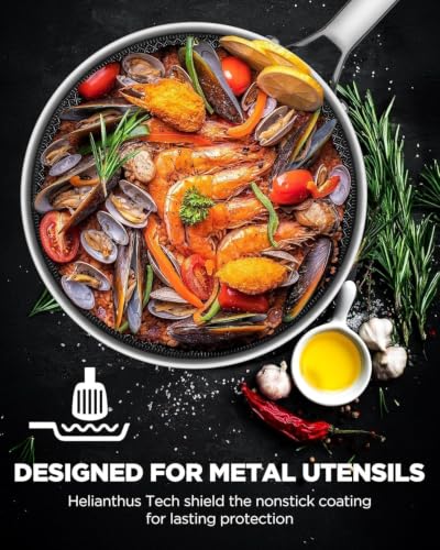 12-Inch Ceramic Nonstick Frying Pan with Lid - Durable & Induction Compatible