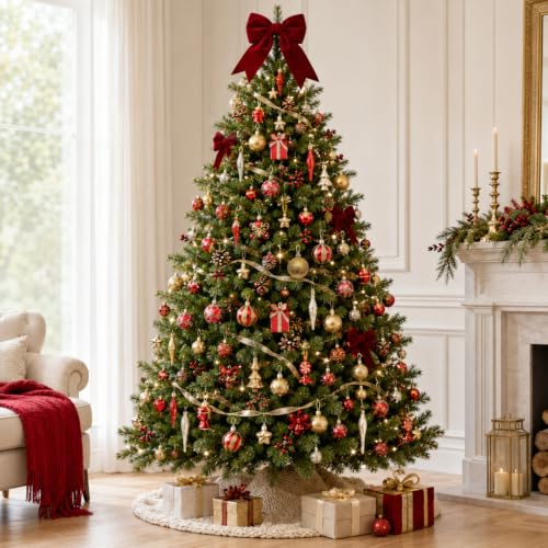 PurpleSwan 46Pcs Gold & Red Christmas Ornaments Set for Tree & Wreath - Red/Gold