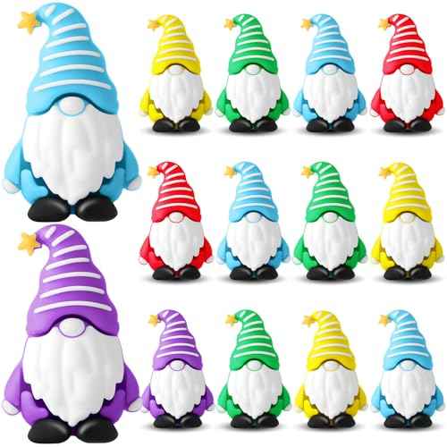 12 Pcs Christmas Mini Gnomes Tiny Figures Miniature Gnomes Fairy Gifts Statues Tiny Figurines for Landscape Outdoor Patio Yard for Garden Accessories Spring Gifts Fairy Goodie Bag