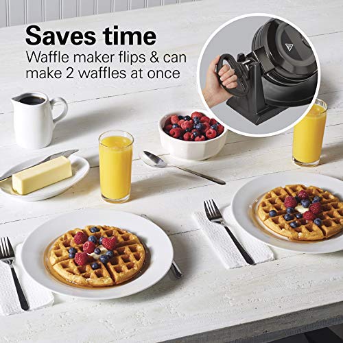Hamilton Beach Double Flip Belgian Waffle Maker - 7 Inch Nonstick Plates