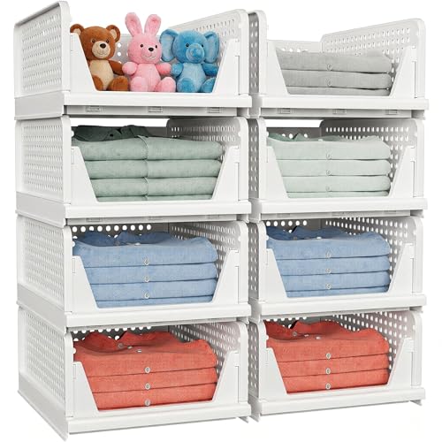 caktraie 4 Pack Stackable Closet Storage Basket - Bins