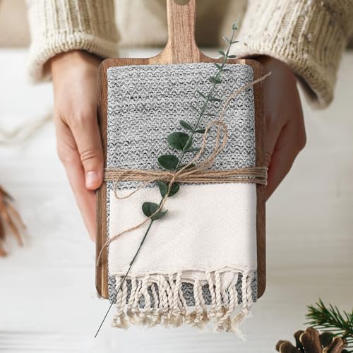 Reallnaive Hostess Gift Set with Cutting Board, Hand Towel & Eucalyptus - 13.8 x 7.1 in