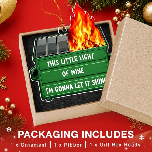 WITTSPOT Dumpster Fire 01 Christmas Ornament - Funny Office Gag Gift