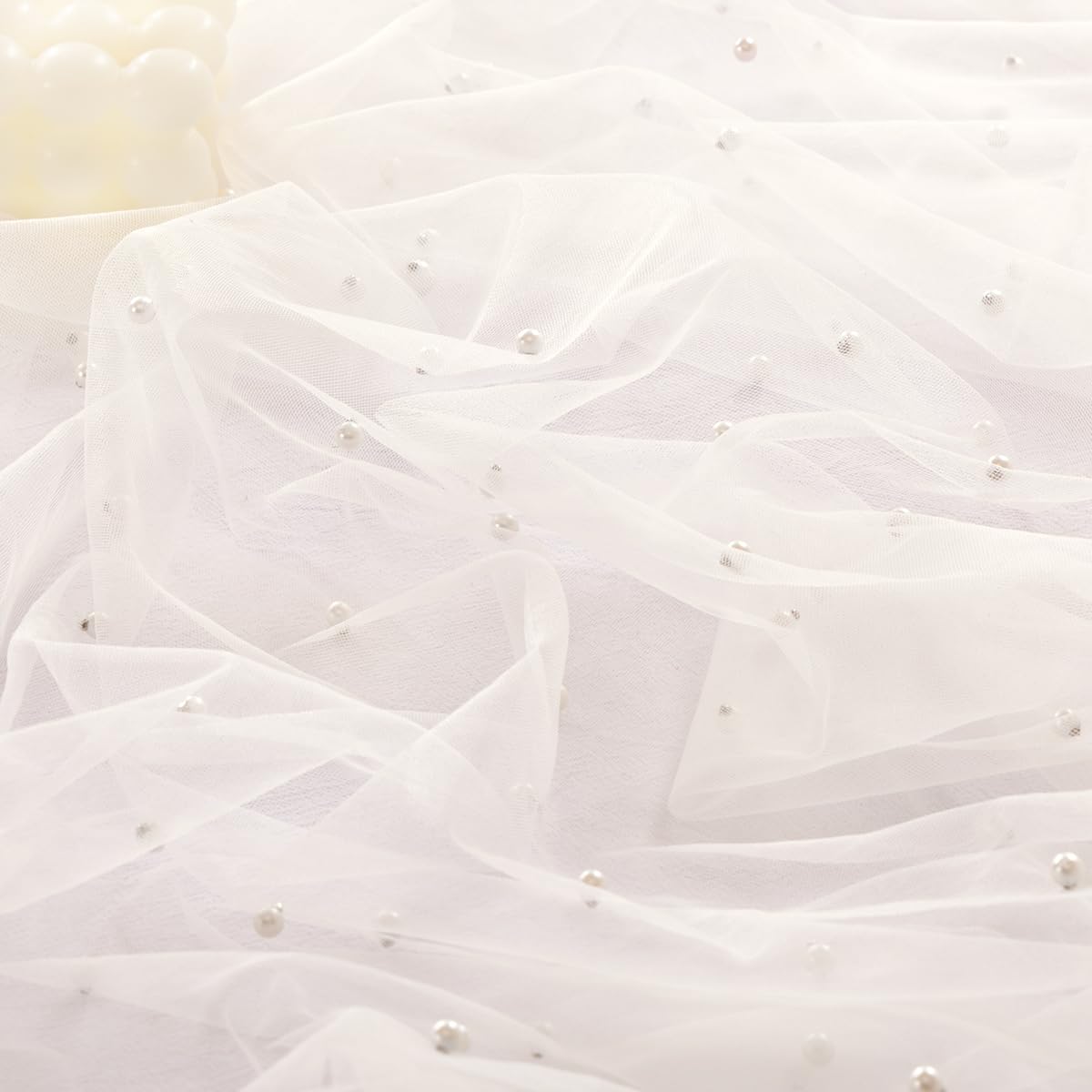Socomi Pearl Table Runner Tulle Ivory White Spring Easter Cheesecloth 10FT Gauze Dining Wedding Birthday Party Baby Shower Anniversary Holiday Centerpiece Table Decor