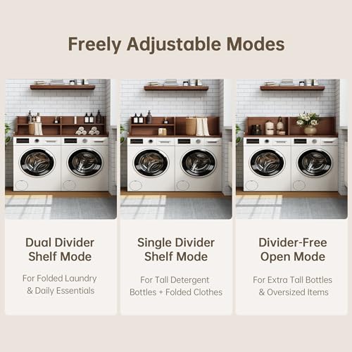 Walnut 2-Tier Laundry Countertop for Washer & Dryer - 54" x 27.5" Storage Shelf, Over Washer Dryer Organization & Folding Station