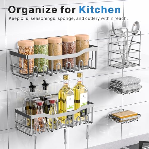 EUDELE Silver 5-Pack Shower Caddy Organizer Rustproof Stainless Steel Bathroom Storage