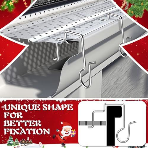 MJZ 100PCS Gutter Clips for Christmas Lights - Reusable, Rustproof & Heavy-Duty