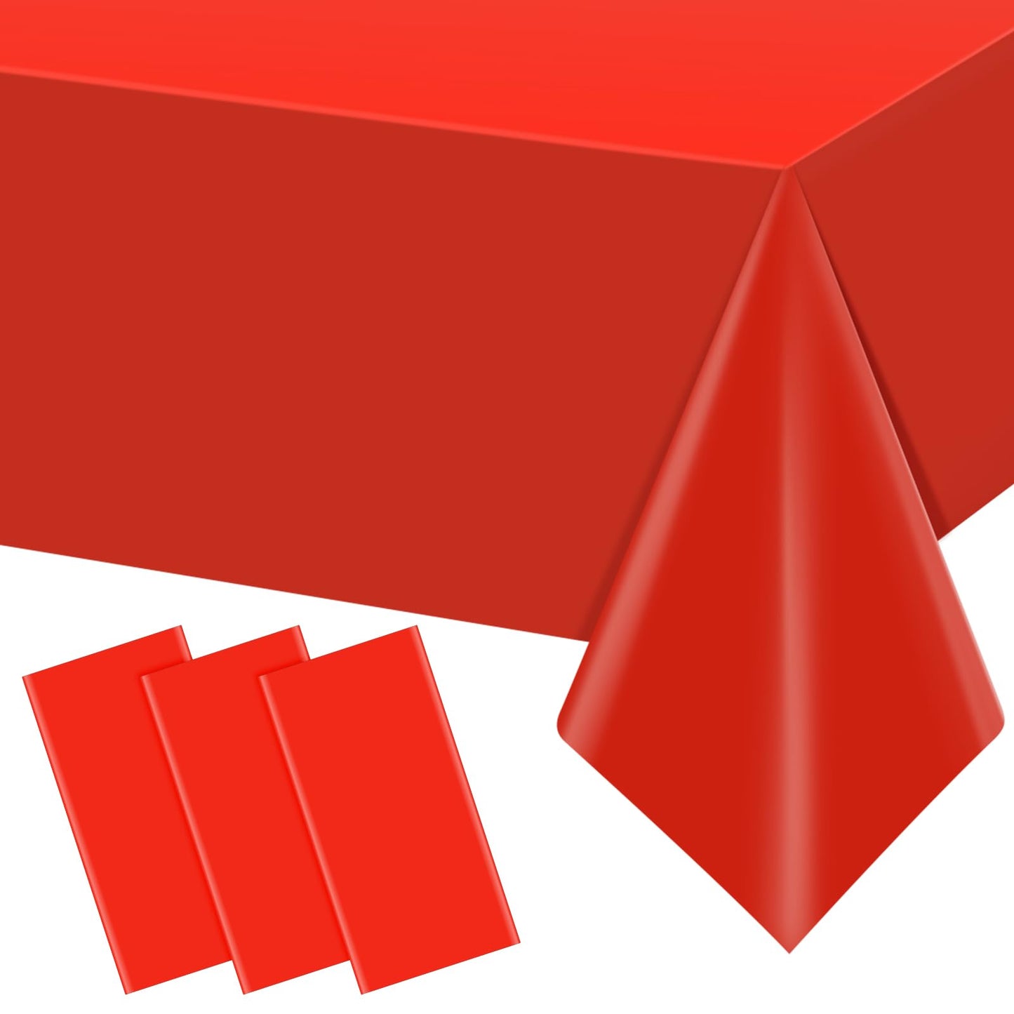 YIDAKO 3Pcs Red Rectangle Tablecloths,Disposable Plastic Tablecloth,Waterproof Red Table Cover for Graduation Birthdays Weddings Anniversary Party Decorations,54 x 108 Inch