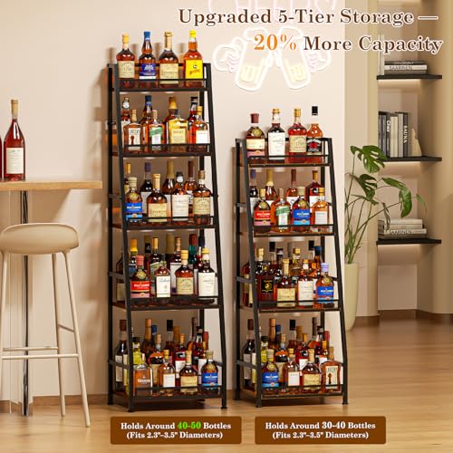 5-Tier Trapezoid Liquor Cabinet for Home Bar Large Capacity - Upgraded