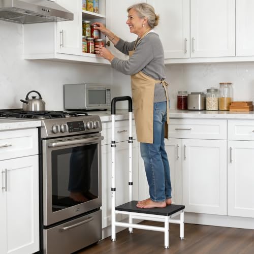 Heavy Duty Step Stool with Handle for Adults & Seniors, Supports 400 lbs