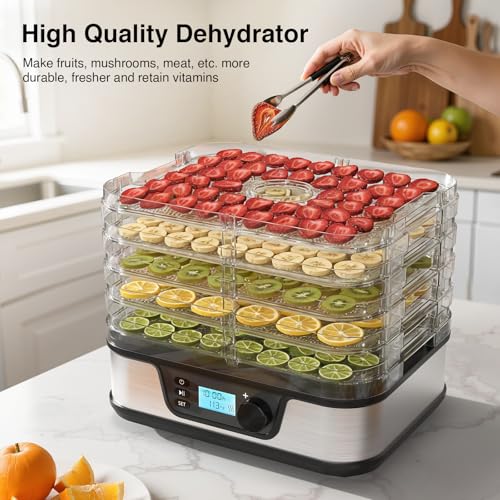 Electactic Stainless Steel Food Dehydrator with 5 Trays, 72H Timer & Adjustable Temperature