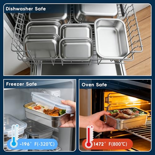 Stainless Steel Food Storage Containers Set - Leakproof Bento Lunch Box, 10 Pcs